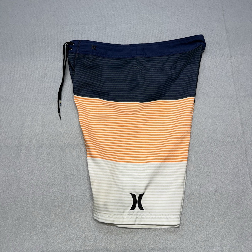 Hurley Phantom Board Shorts Mens 34 Blue Orange Striped Surf Swim‎ Trunks Beach - Picture 11 of 17